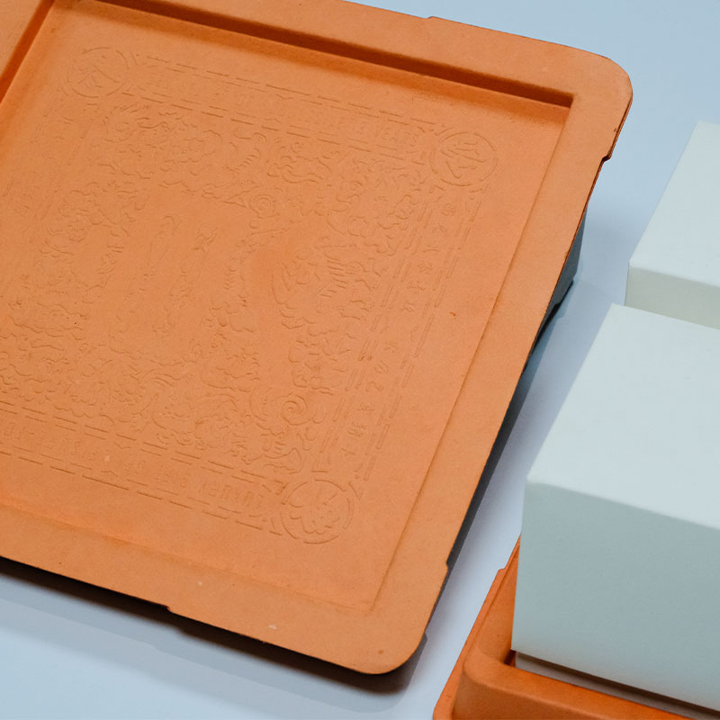 Caixa de Presente de Pastel Moldado de Polpa de Laranja - Embalagem de Padaria em Grau Alimentício