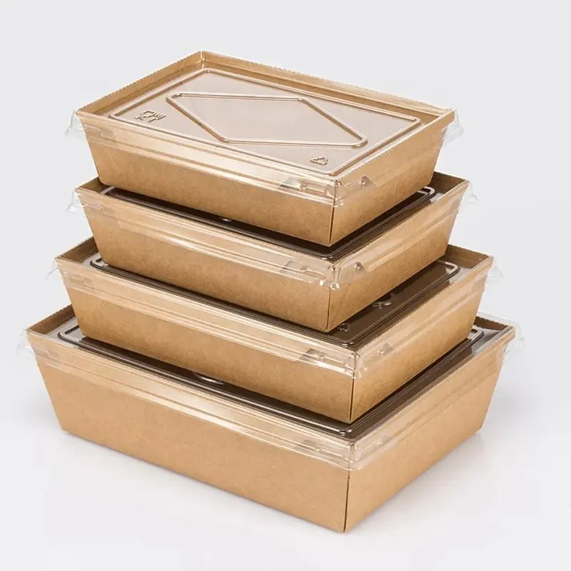Container de Salada de Papel Kraft para Descarte para Viagem