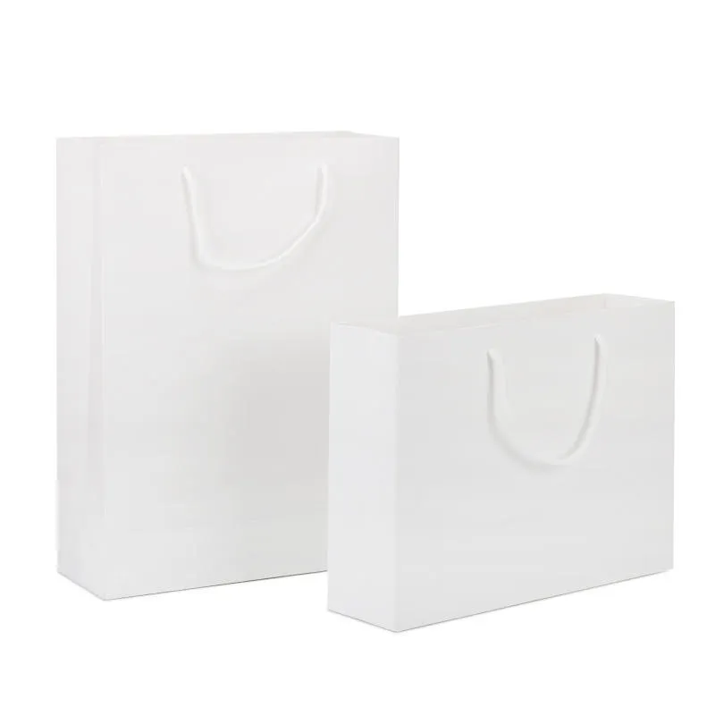 Sacolas de papel personalizadas para compras reutilizáveis com logotipo, embalagem de roupas, com alça