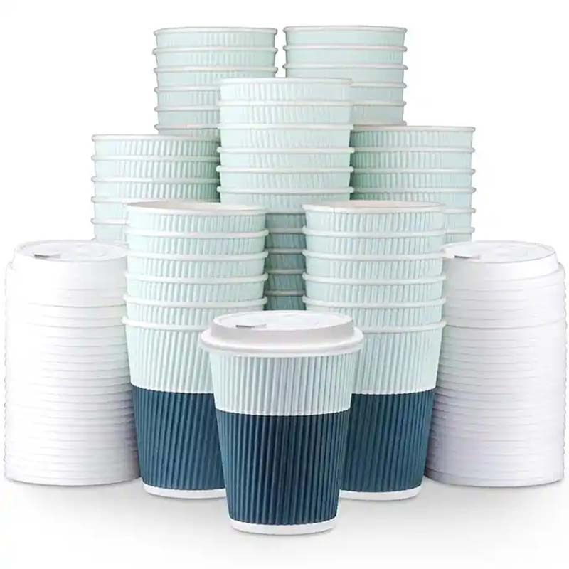 Copo de papel para bebida fria reciclável, bebida quente, ondulado, café