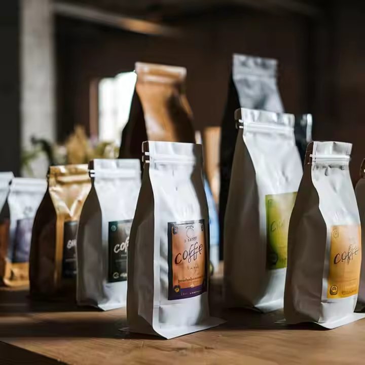 Saco de Embalagem Plástica Eco-Friendly Selado a Quente Personalizado 500g 1kg 2kg Doypack com Zíper em Pé para Embalagem de Alimentos para Café
