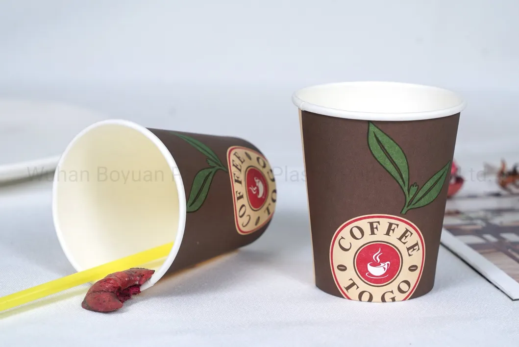 8oz/10oz/12oz/16oz/20oz/24oz Copos de Papel Biodegradáveis Descartáveis Impressos com Logo Copos de Café Quente Copos de Chá Copos de Papel Kraft de Parede Dupla e Simples com Tampa