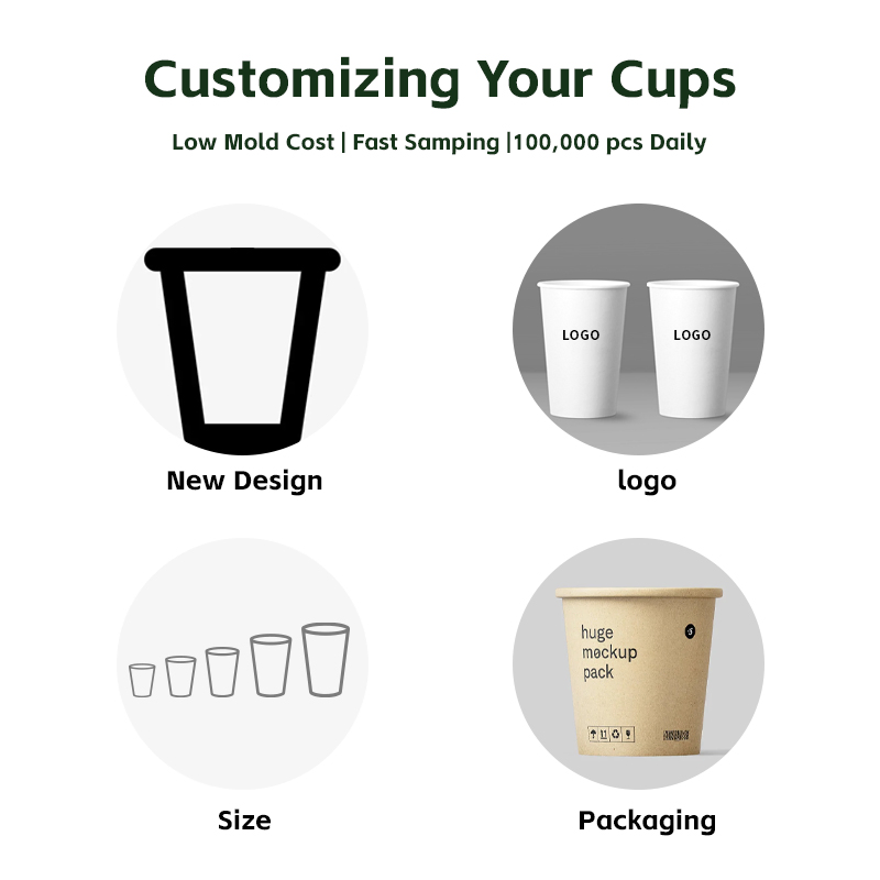 Copo de papel descartável de parede ondulada dupla e simples, feito de fibra de bambu PLA biodegradável e compostável, à base de água, impresso com logotipo personalizado para bebidas como cola, suco e iogurte