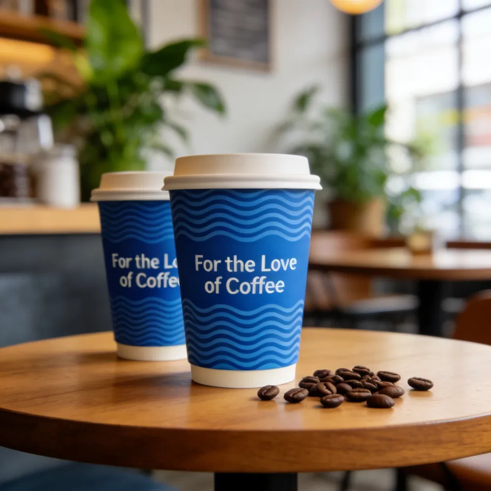 Copo de papel descartável de parede única para café, feito sob medida, compostável e biodegradável para bebidas quentes