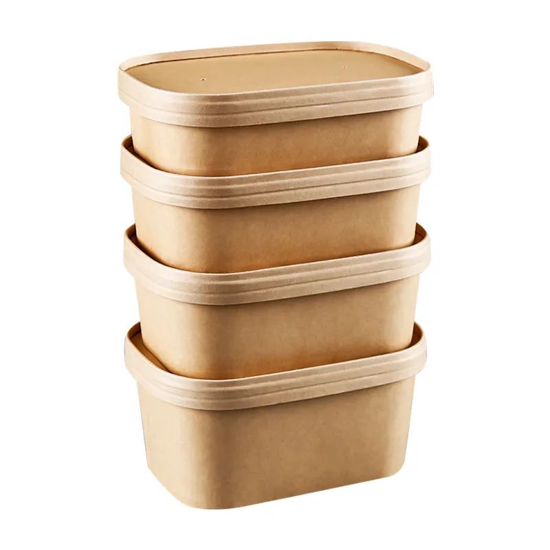 Container de Salada de Papel Kraft para Descarte para Viagem