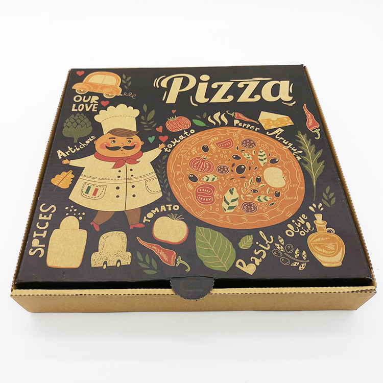 Caixa de pizza personalizada de papelão ondulado barato de grau alimentício por atacado com logotipo