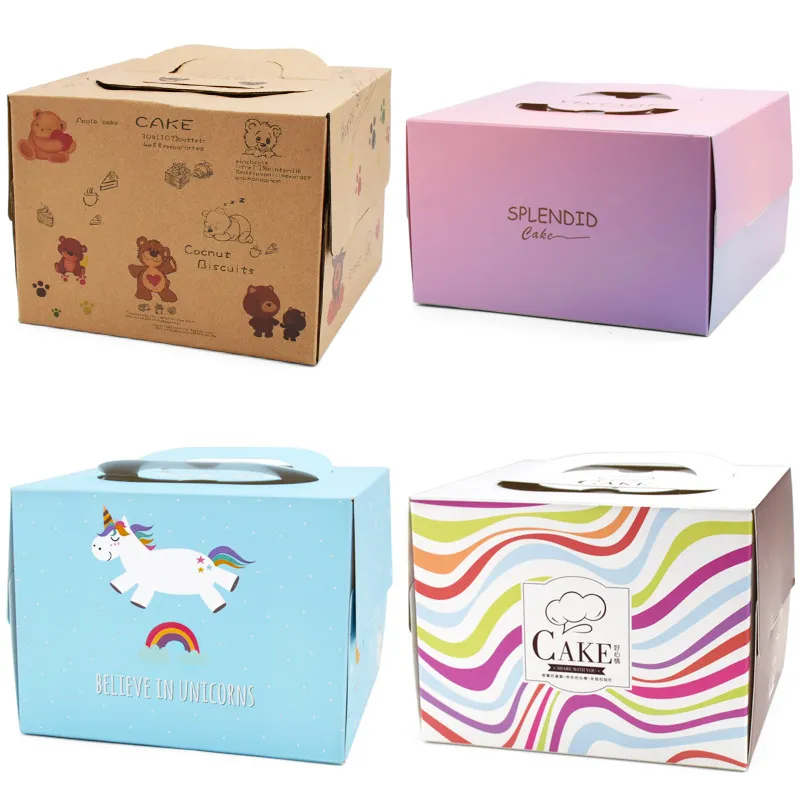Caixas de Embalagem de Papelão para Bolos de Queijo com Alça para Aniversário, Embalagem de Padaria