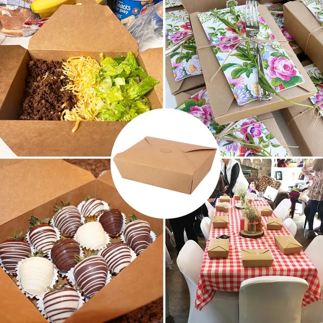 Container de Papel Kraft Ecológico para Comida para Viagem