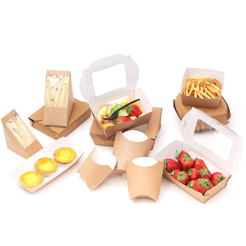 Embalagem de comida rápida ecológica personalizada em papel grau alimentício descartável para restaurantes e entregas