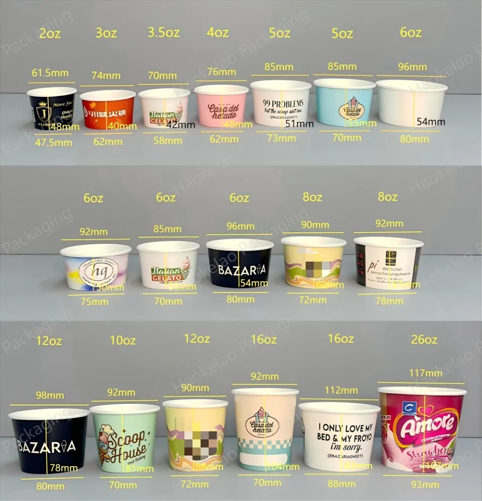 Copos de Papel para Sobremesa de Iogurte Descartáveis Personalizados 5oz com Tampas