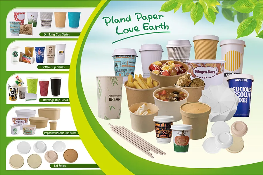 PE 22oz Copo de Papel Personalizado de Parede Simples com Tampa para Bebida Quente Fria