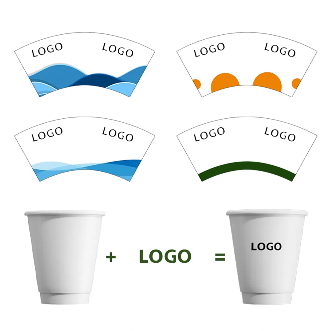 Copo de papel descartável de parede ondulada dupla e simples, feito de fibra de bambu PLA biodegradável e compostável, à base de água, impresso com logotipo personalizado para bebidas como cola, suco e iogurte