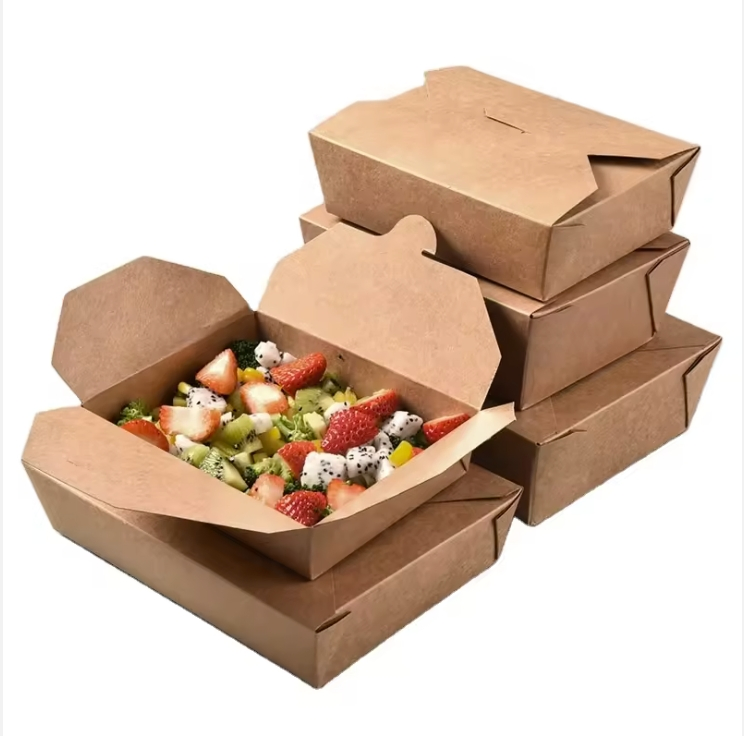 Caixa de Embalagem para Salada de Alta Qualidade, Ecológica, Descartável, de Papel Kraft