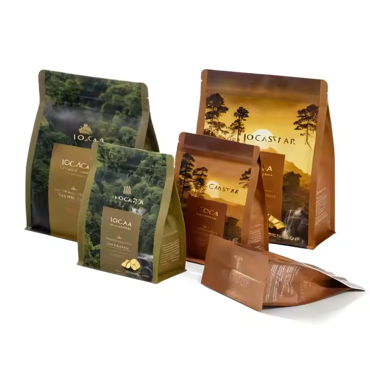 Saco de Embalagem Plástica Eco-Friendly Selado a Quente Personalizado 500g 1kg 2kg Doypack com Zíper em Pé para Embalagem de Alimentos para Café