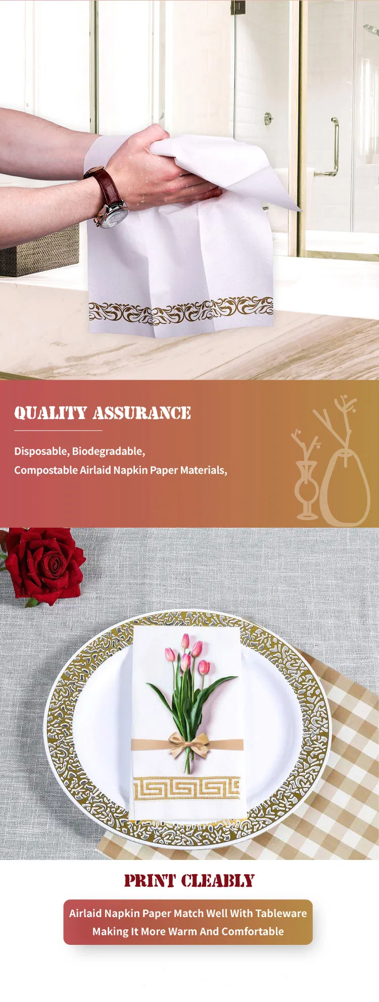 Guardanapos de Papel para Casamento, Aniversário, Catering e Decoração de Mesa do Dia a Dia