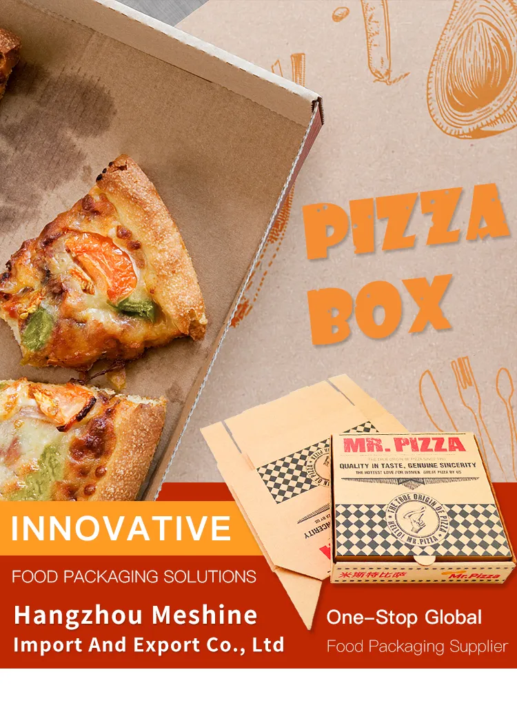 Caixa de pizza personalizada de papelão ondulado barato de grau alimentício por atacado com logotipo