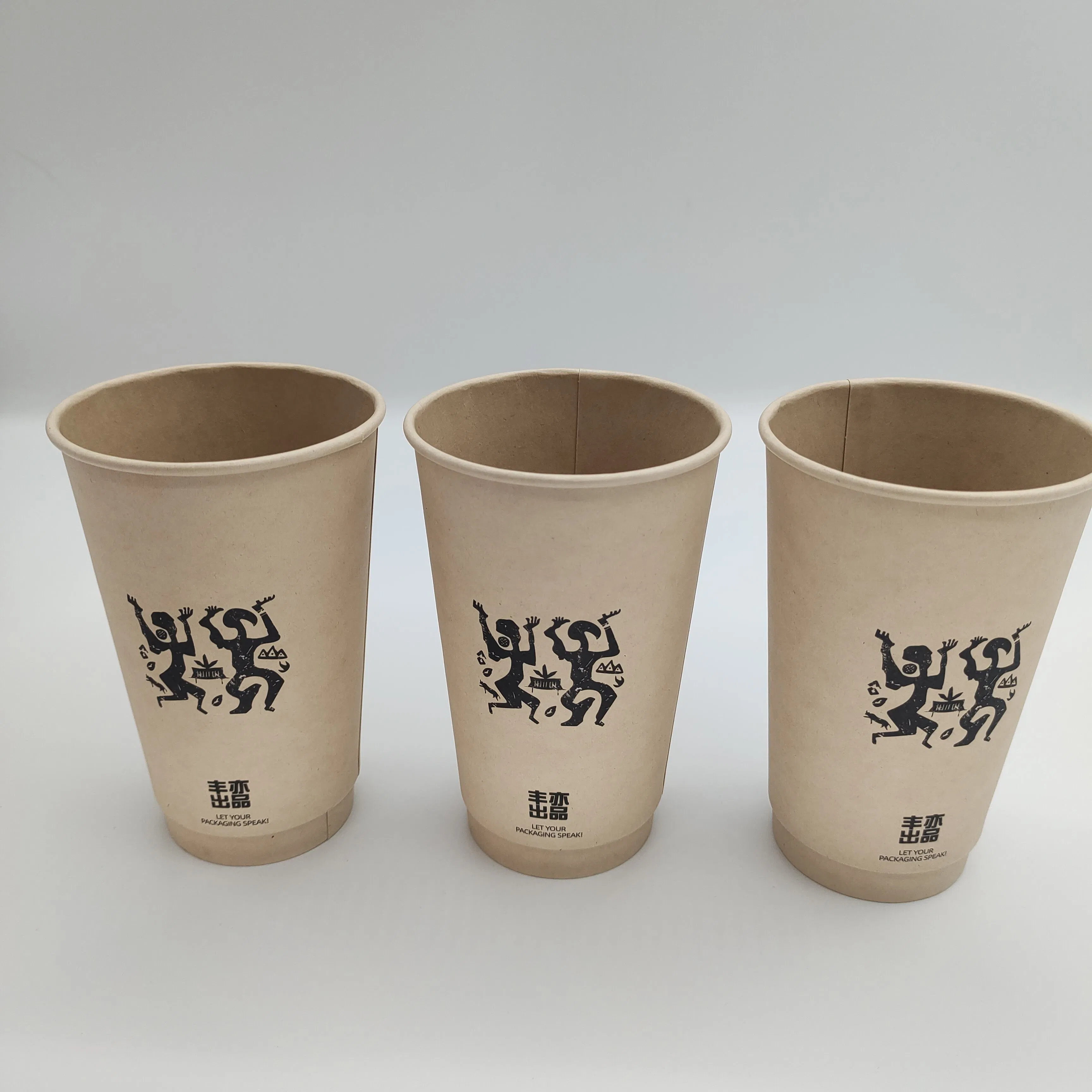 Levar Copos de Papel Descartáveis Personalizados Ecológicos da China para Bebidas Quentes e Frias Duplos e Simples Atacado com Tampas 4oz-16oz