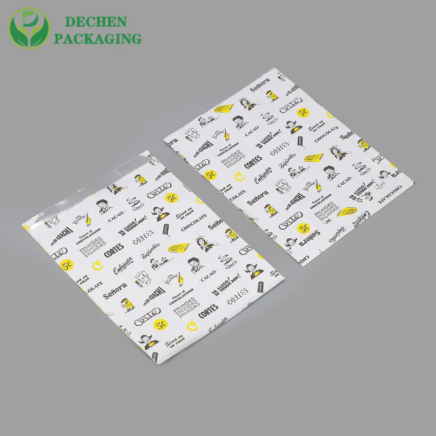 Embalagem para Sacos de Papel Descartáveis de Padaria Embalagem de Cafeteria Alimentos Personalizados