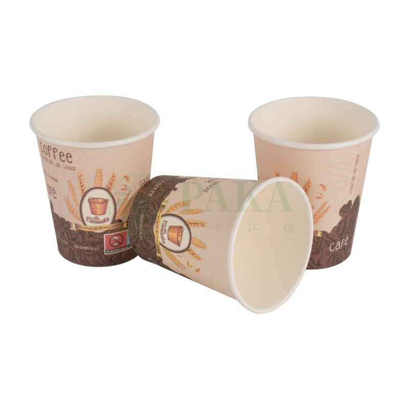 Copo de papel descartável de parede única para café, feito sob medida, compostável e biodegradável para bebidas quentes