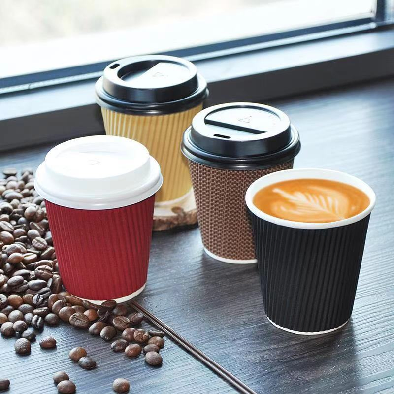 Copos de papel ondulado descartáveis e biodegradáveis para café, copos descartáveis para chá