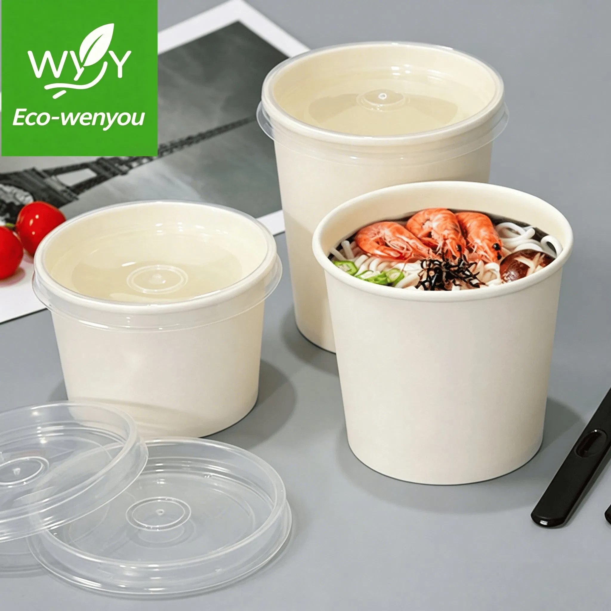 Fornecedor da China 8-32 Copo de Papel Kraft de Dupla Camada Corrugado de Grau Alimentício com Tampas para Arroz, Sopa e Caixa de Almoço para Viagem - Fabricante de Copos Descartáveis