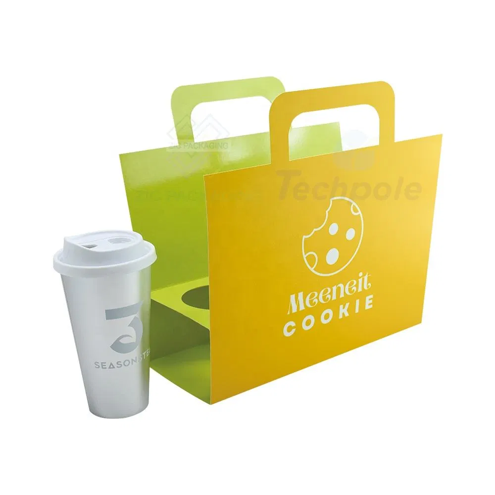 Suportes e divisórias de copos de bebida azuis ecológicos para embalagem para viagem de suco, café, chá, cerveja e vodka feitos de materiais sustentáveis