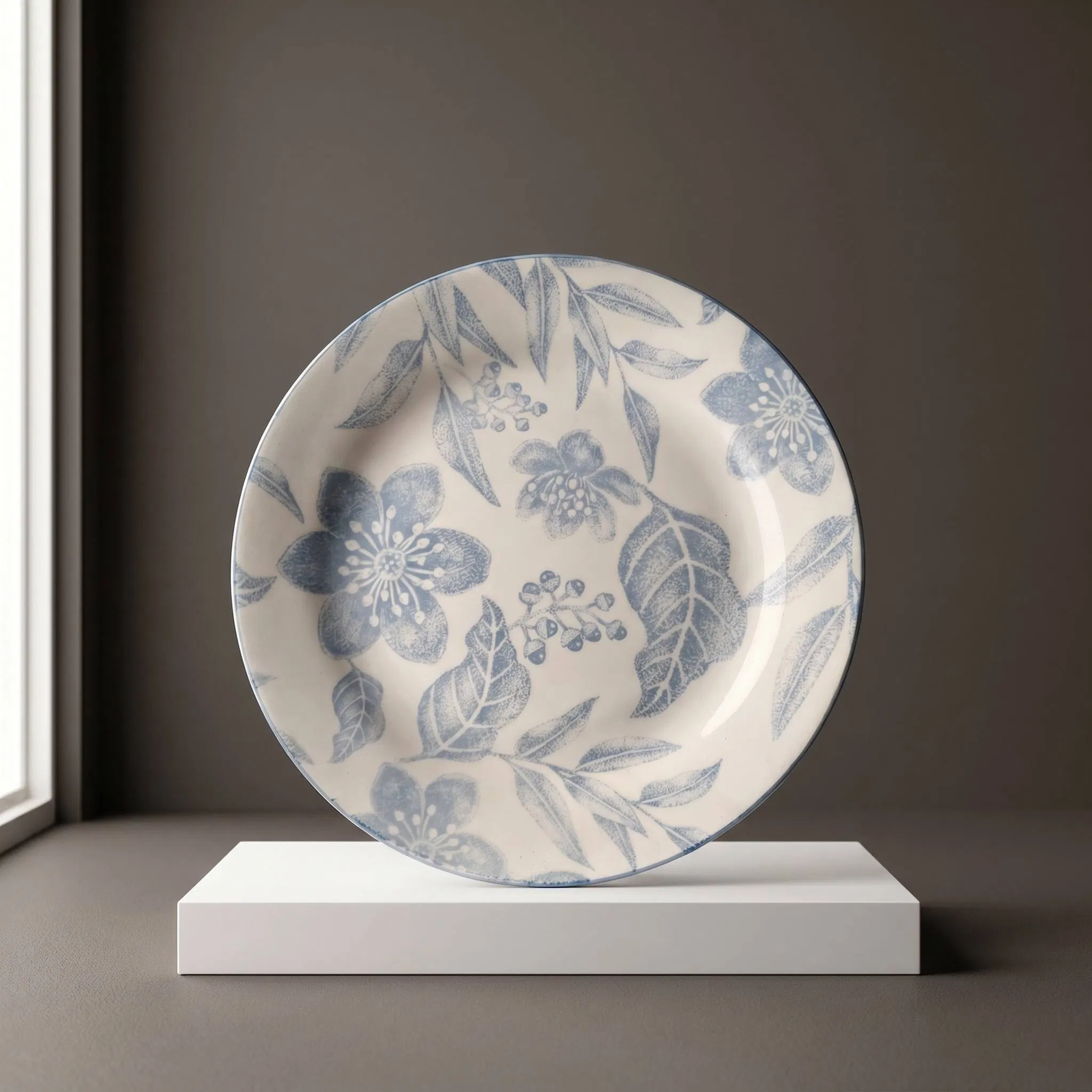Pratos de Cerâmica com Estampa Floral Vintage Azul Itens de Crockery Serviço de Mesa
