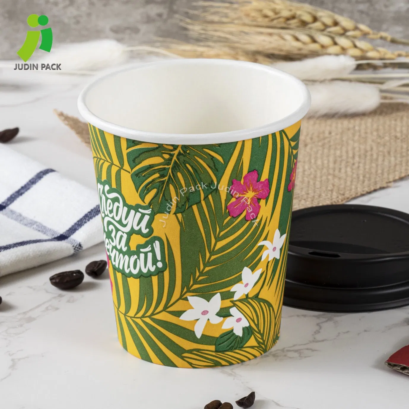 12 Copo de Papel Descartável de Parede Simples de 8 Oz para Bebida Quente de Café