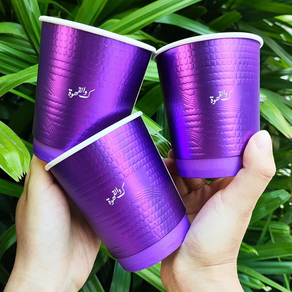 8oz/10oz/12oz/16oz/20oz Copo de papel descartável biodegradável personalizado impresso com logotipo, parede dupla para macarrão e café, com tampa
