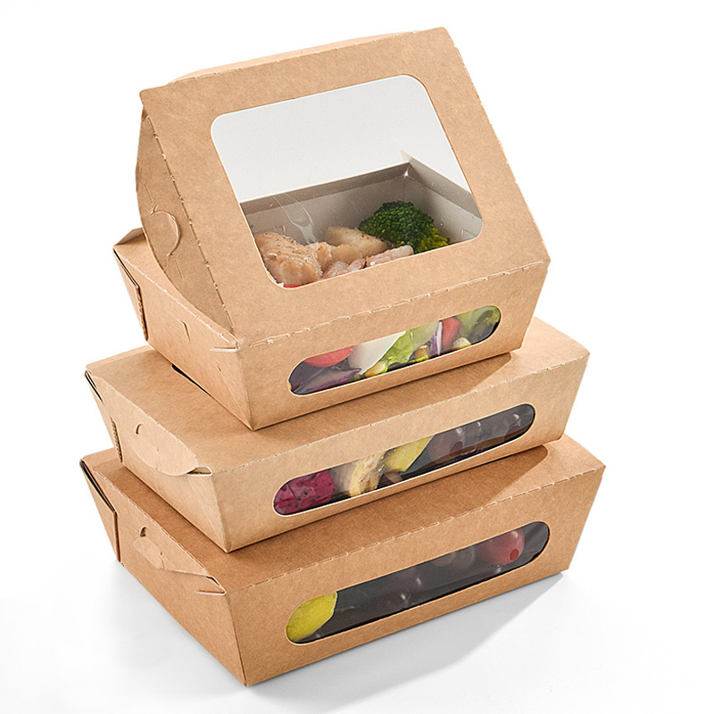 Embalagem de comida rápida ecológica personalizada em papel grau alimentício descartável para restaurantes e entregas