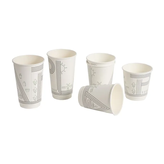 Copo de papel descartável de parede única para café, feito sob medida, compostável e biodegradável para bebidas quentes