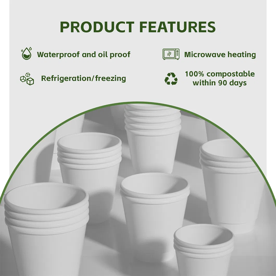 Copo de papel descartável de parede ondulada dupla e simples, feito de fibra de bambu PLA biodegradável e compostável, à base de água, impresso com logotipo personalizado para bebidas como cola, suco e iogurte