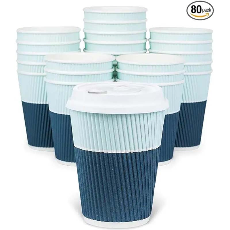 Copo de papel para bebida fria reciclável, bebida quente, ondulado, café
