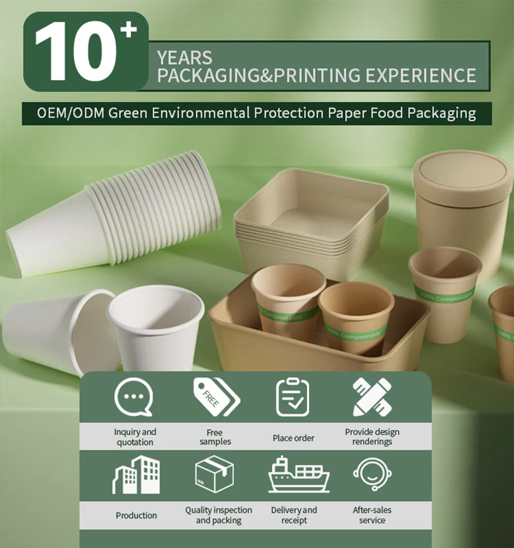 Copo de papel descartável de parede ondulada dupla e simples, feito de fibra de bambu PLA biodegradável e compostável, à base de água, impresso com logotipo personalizado para bebidas como cola, suco e iogurte