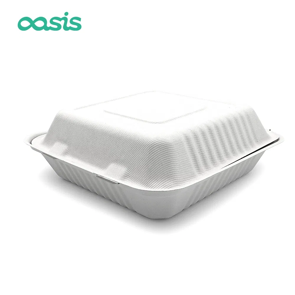 Recipientes de papel biodegradável para levar alimentos feitos de bagaço de cana-de-açúcar ecológicos