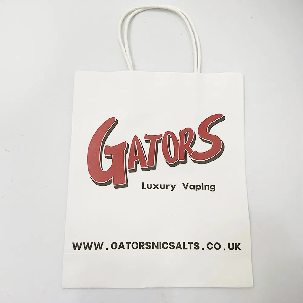 Saco de papel kraft marrom biodegradável para pão, roupas, presentes e compras, com alça e impressão personalizada do logotipo