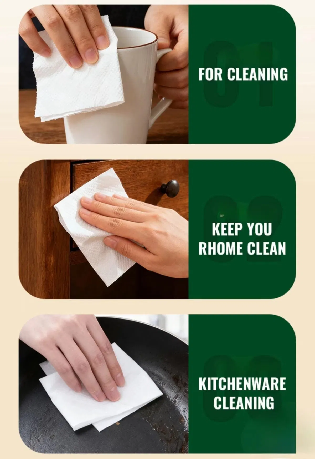 Toalha de Papel de Cozinha Segura para Alimentos e Amiga da Pele 2 para Padaria, Cozimento e Limpeza de Mesa Doméstica