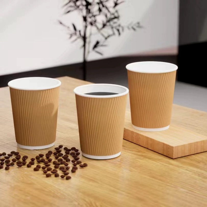Copo de papel ondulado descartável biodegradável reciclável para bebidas em conformidade com a legislação da UE 10/2011