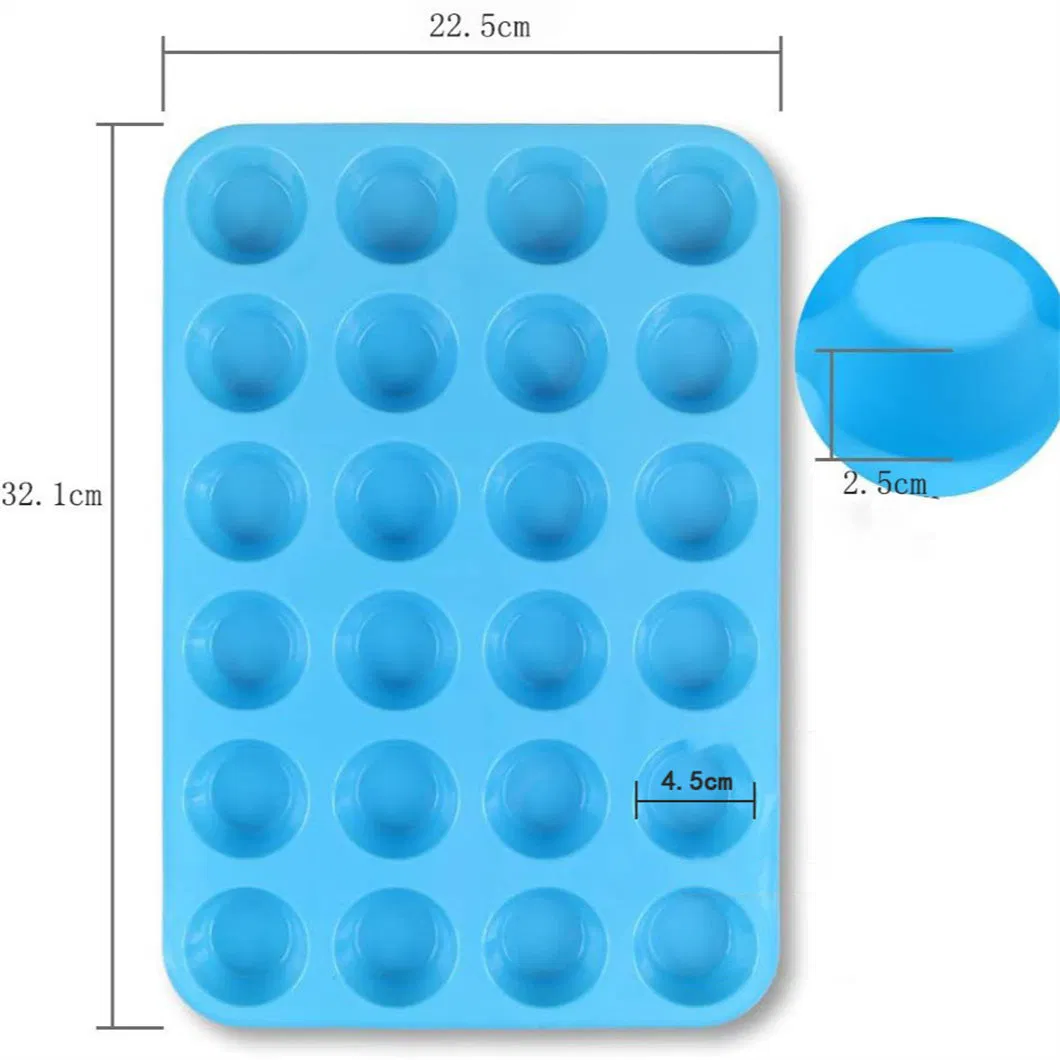 Fabricante da China 24 Células FDA Molde de Bolo de Papel de Silicone Redondo de Silicone