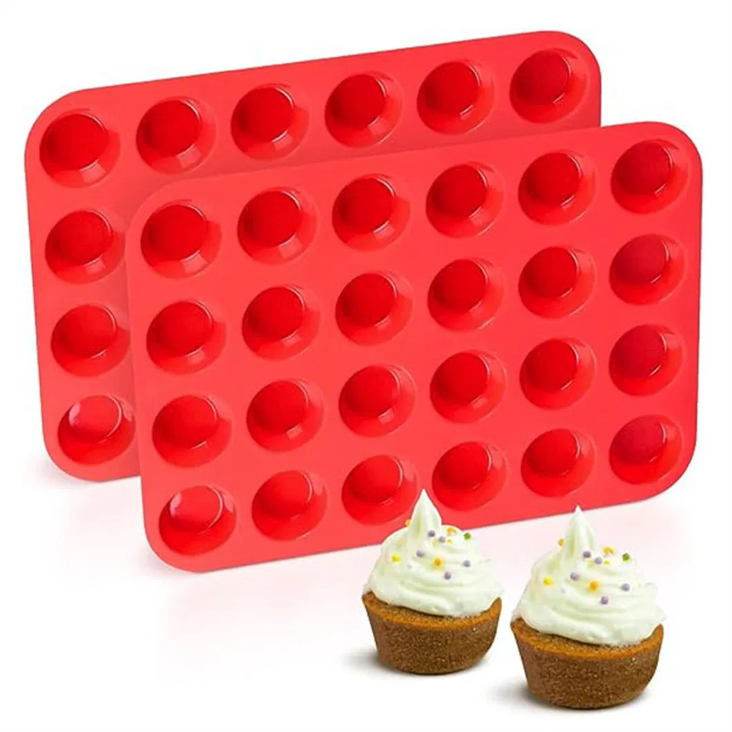 Fabricante da China 24 Células FDA Molde de Bolo de Papel de Silicone Redondo de Silicone