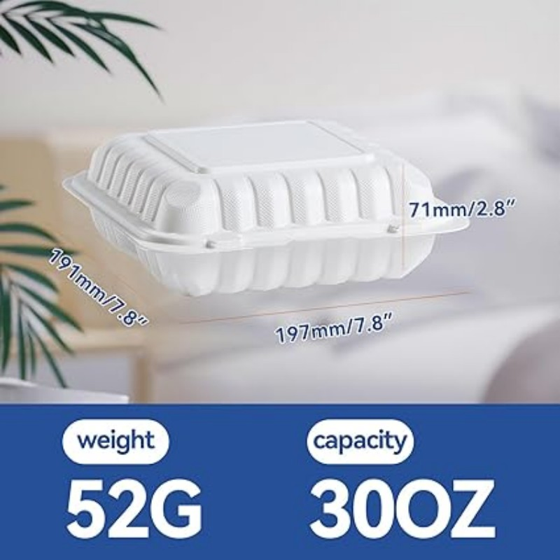 Caixa de Hambúrguer Branca de Célula Única 8-Inch para Fast Food para Viagem