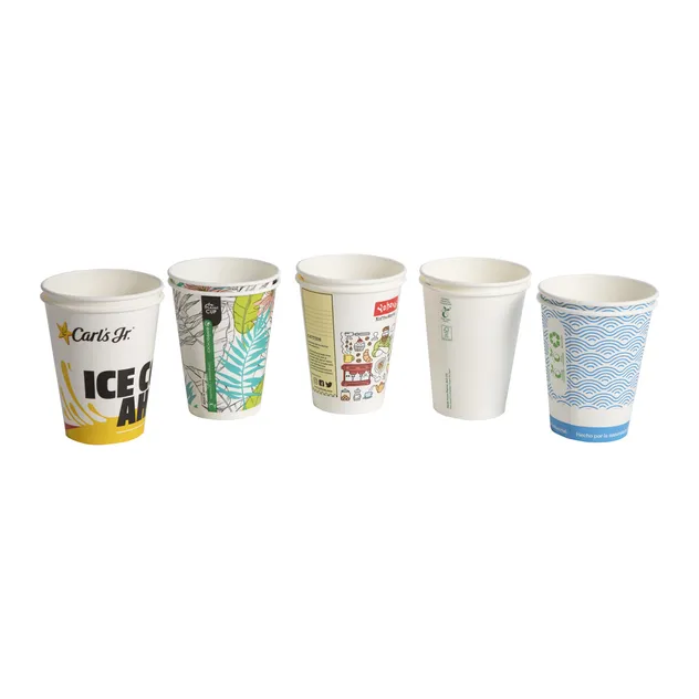 Copo de papel descartável de parede única para café, feito sob medida, compostável e biodegradável para bebidas quentes