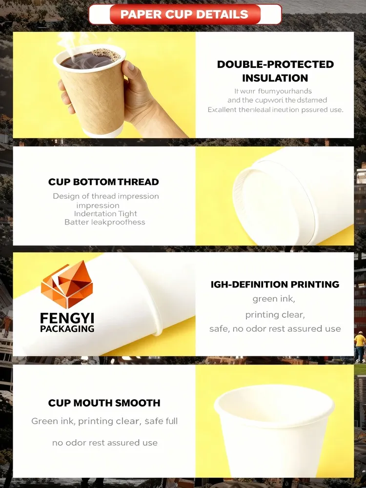 Levar Copos de Papel Descartáveis Personalizados Ecológicos da China para Bebidas Quentes e Frias Duplos e Simples Atacado com Tampas 4oz-16oz