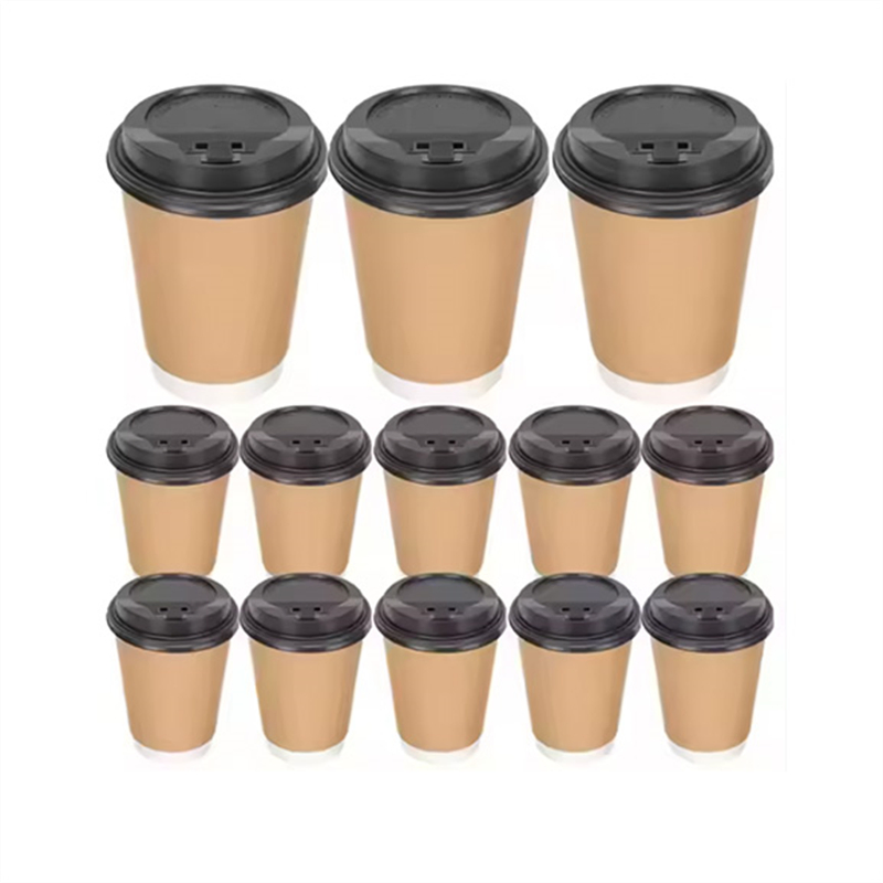 2.5-32oz Copos de Papel Descartáveis para Café com Lids de Parede Simples e Dupla