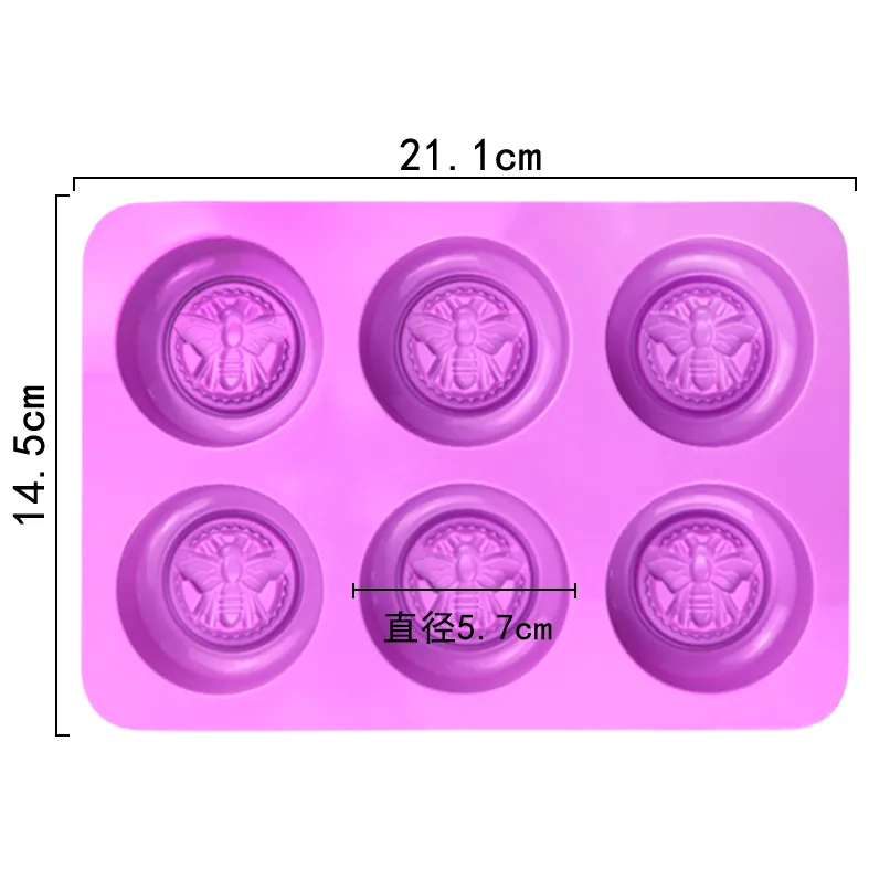 6-Hole Molde de Silicone em Forma de Mel, Molde de Silicone para Velas, Molde para Fazer Sabão