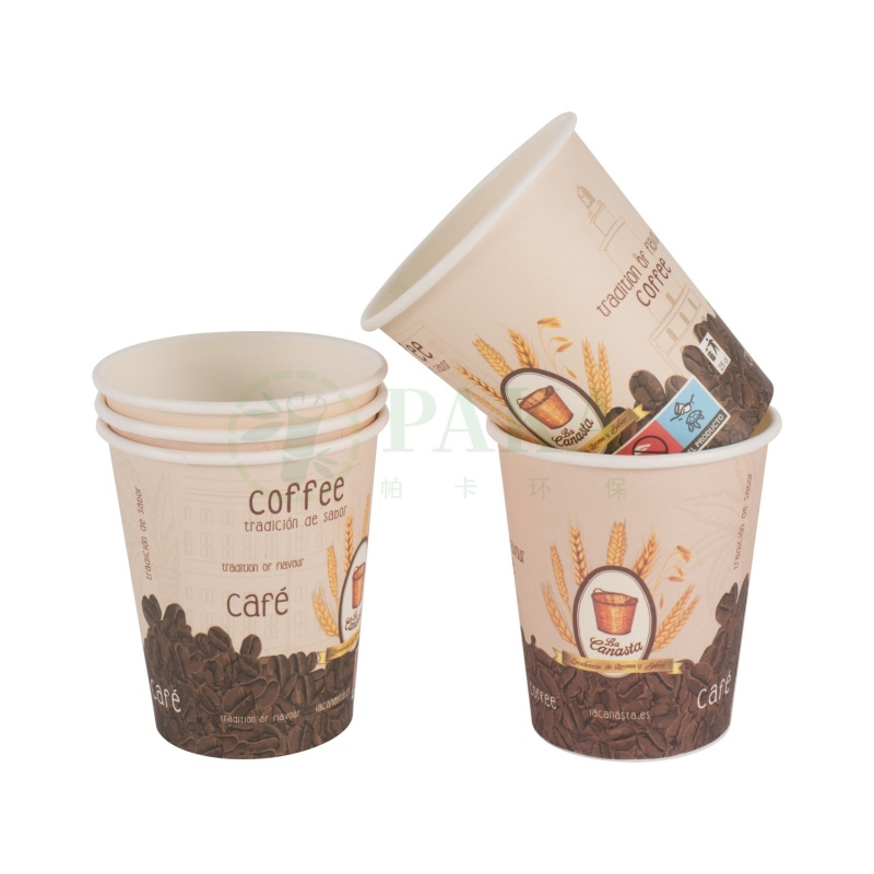 Copo de papel descartável de parede única para café, feito sob medida, compostável e biodegradável para bebidas quentes