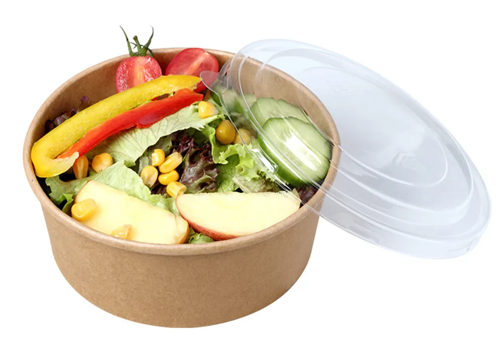 Recipientes de papel descartáveis personalizados para salada