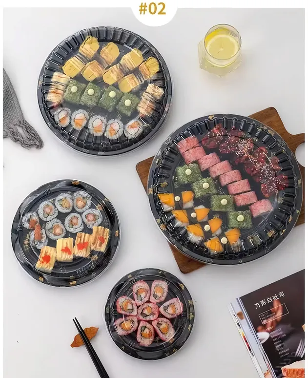 Bandeja de plástico descartável para sushi