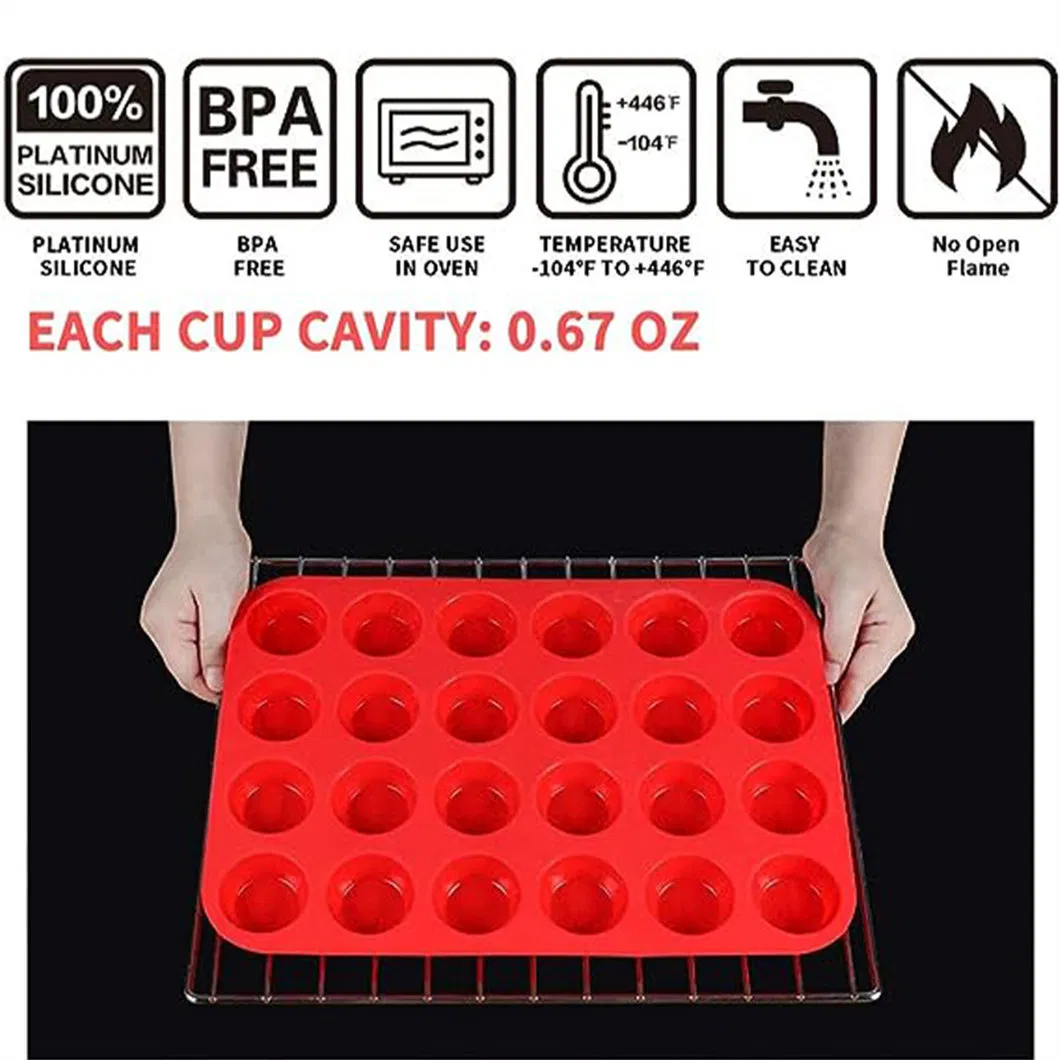 Fabricante da China 24 Células FDA Molde de Bolo de Papel de Silicone Redondo de Silicone