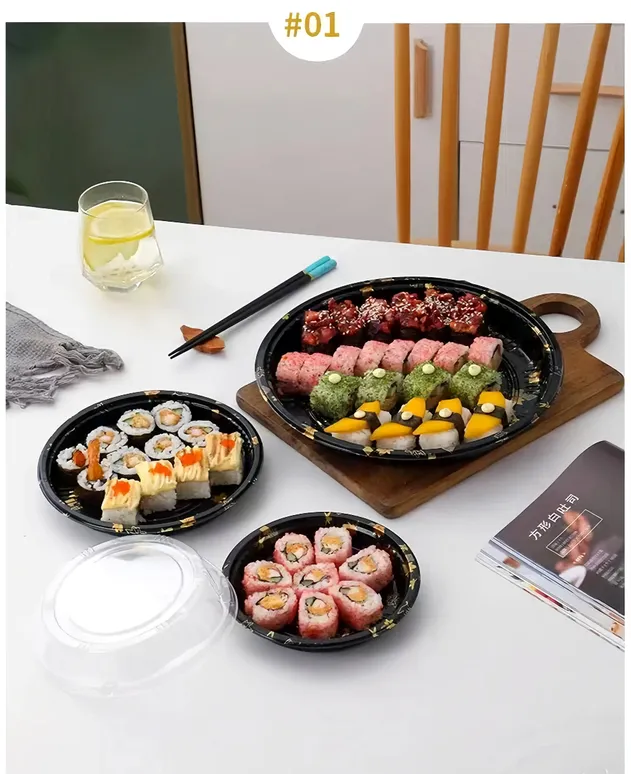 Bandeja de plástico descartável para sushi